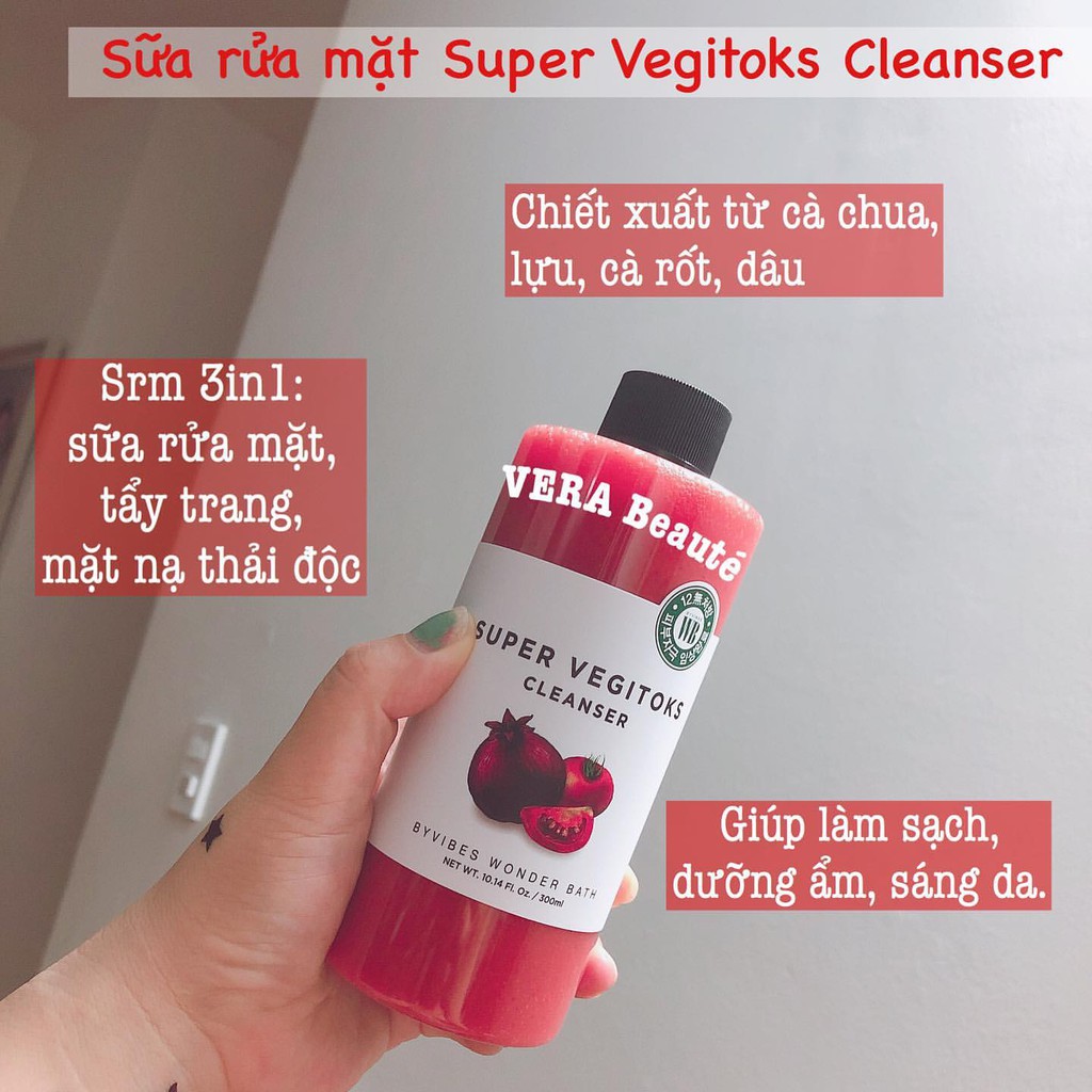 Sữa rửa mặt thải độc super vegitoks cleanser (đỏ)
