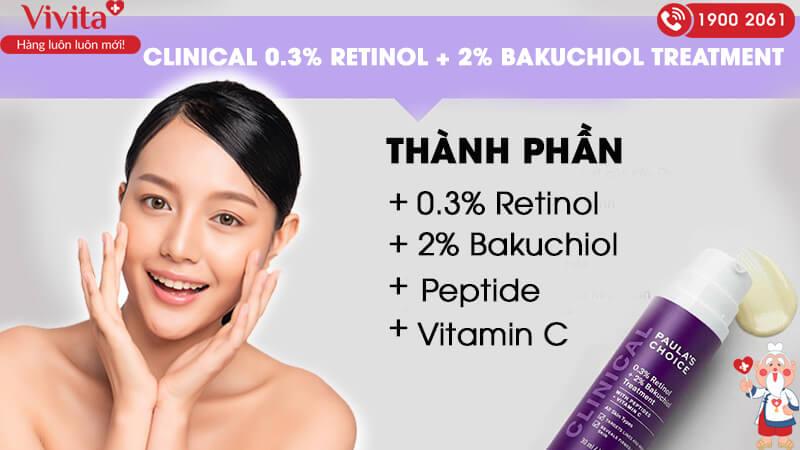 thành phần Clinical 0.3% Retinol + 2% Bakuchiol Treatment